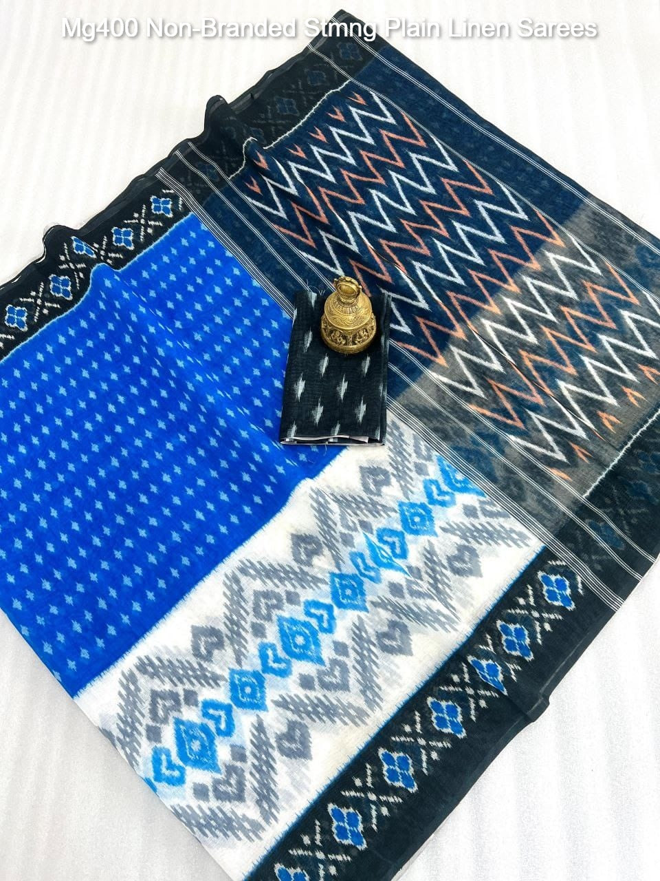 Mg400 Non-Branded Stmng Plain Linen Sarees