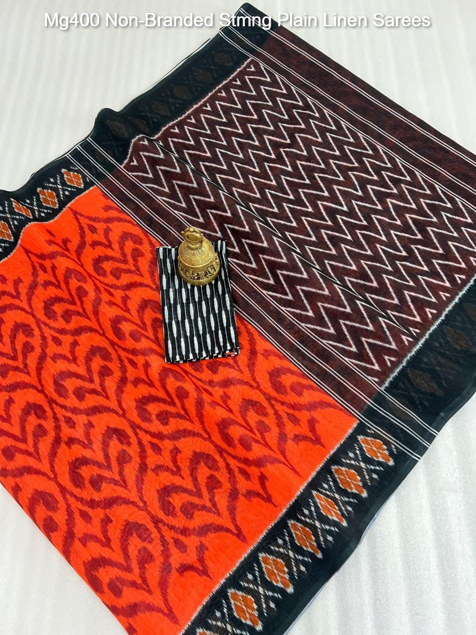 Mg400 Non-Branded Stmng Plain Linen Sarees