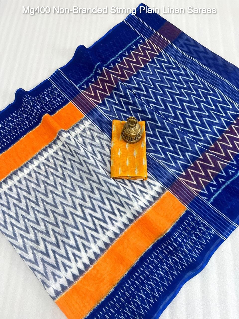 Mg400 Non-Branded Stmng Plain Linen Sarees