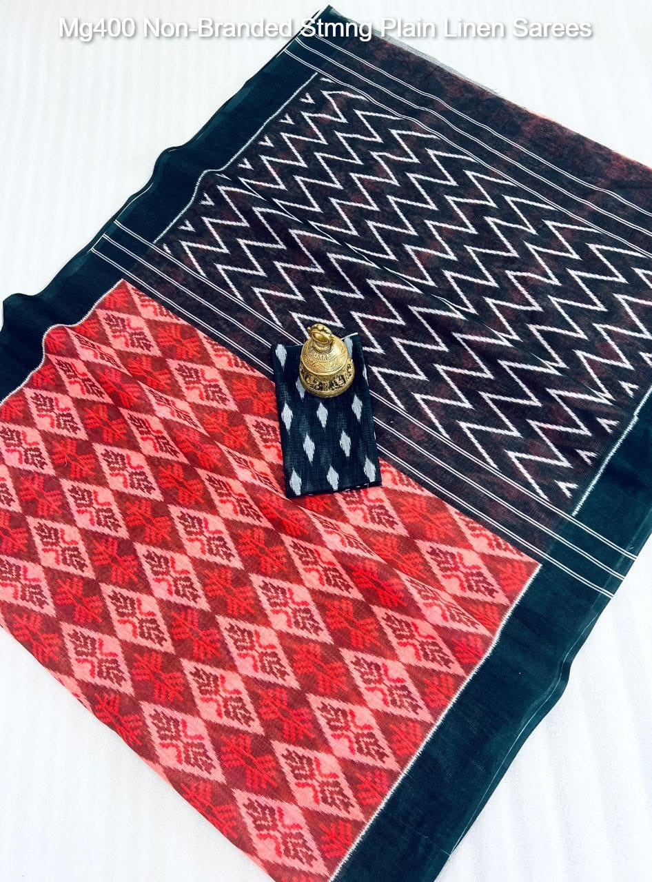 Mg400 Non-Branded Stmng Plain Linen Sarees