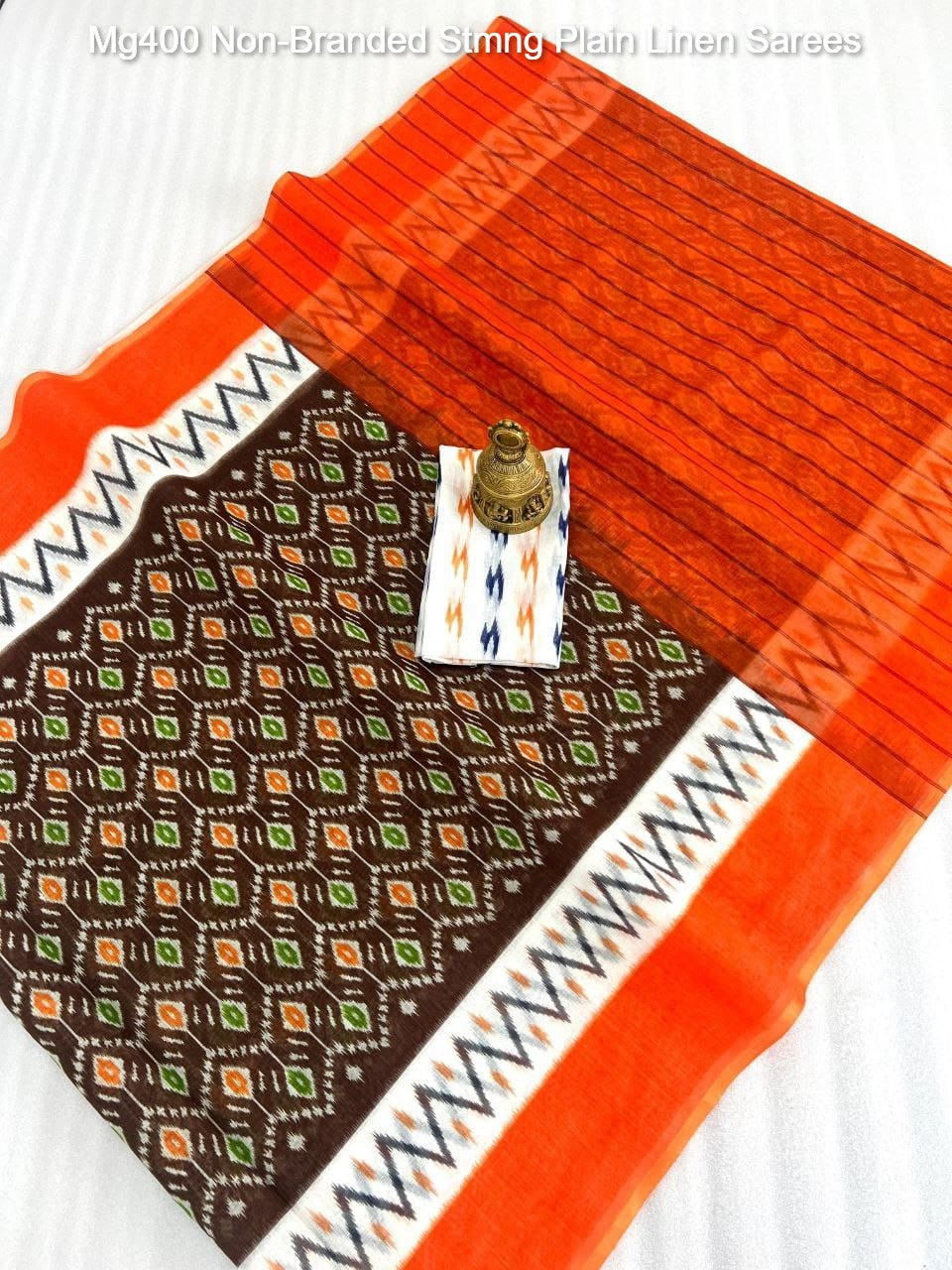 Mg400 Non-Branded Stmng Plain Linen Sarees