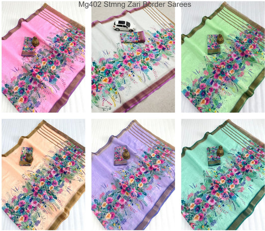 Mg402 Stmng Zari Border Sarees