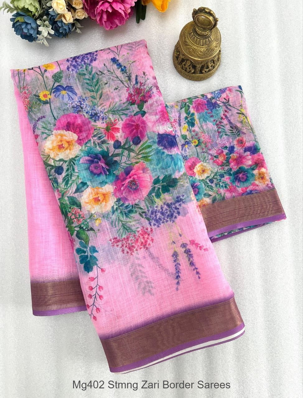 Mg402 Stmng Zari Border Sarees