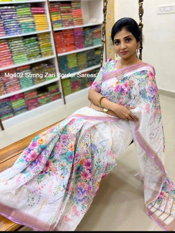 Mg402 Stmng Zari Border Sarees
