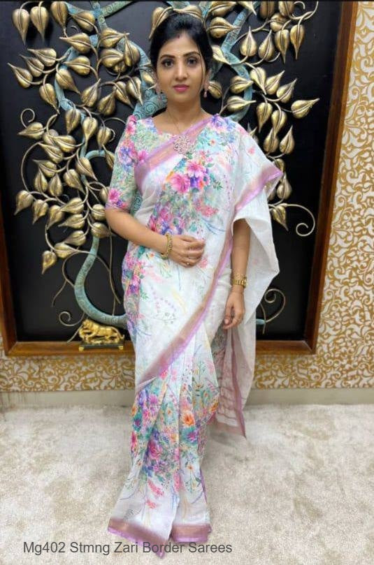 Mg402 Stmng Zari Border Sarees