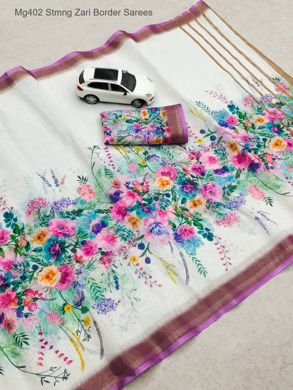 Mg402 Stmng Zari Border Sarees