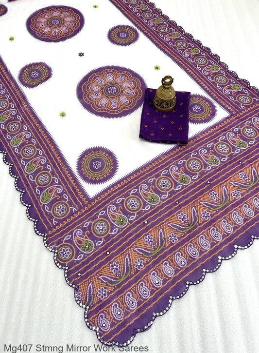Mg407 Stmng Mirror Work Sarees