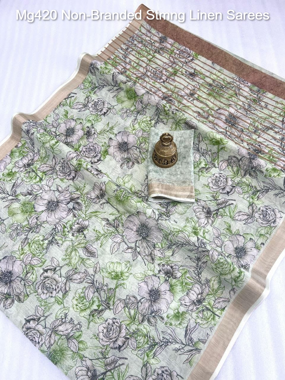 Mg420 Non-Branded Stmng Linen Sarees