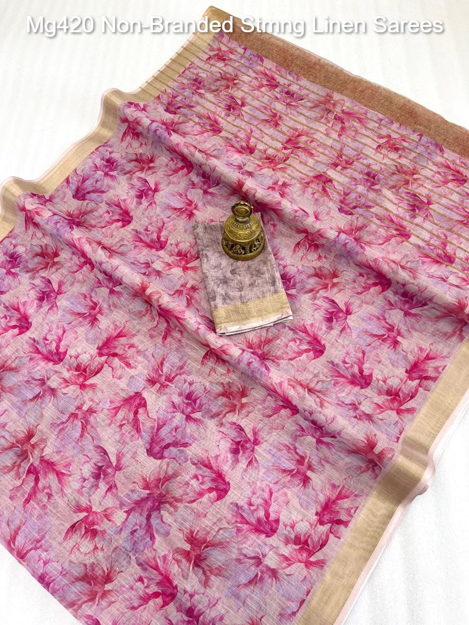 Mg420 Non-Branded Stmng Linen Sarees