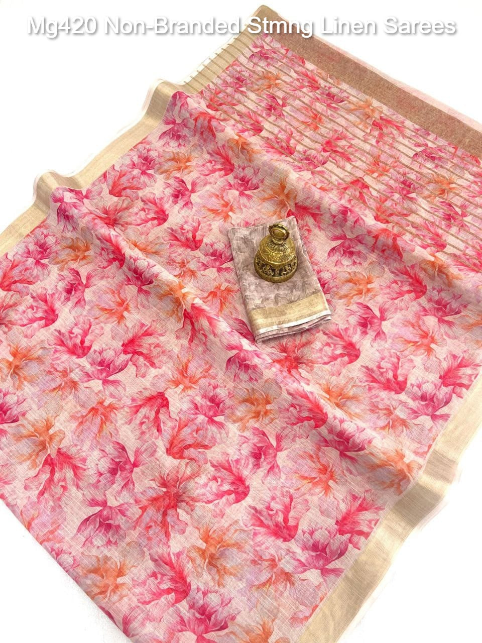 Mg420 Non-Branded Stmng Linen Sarees