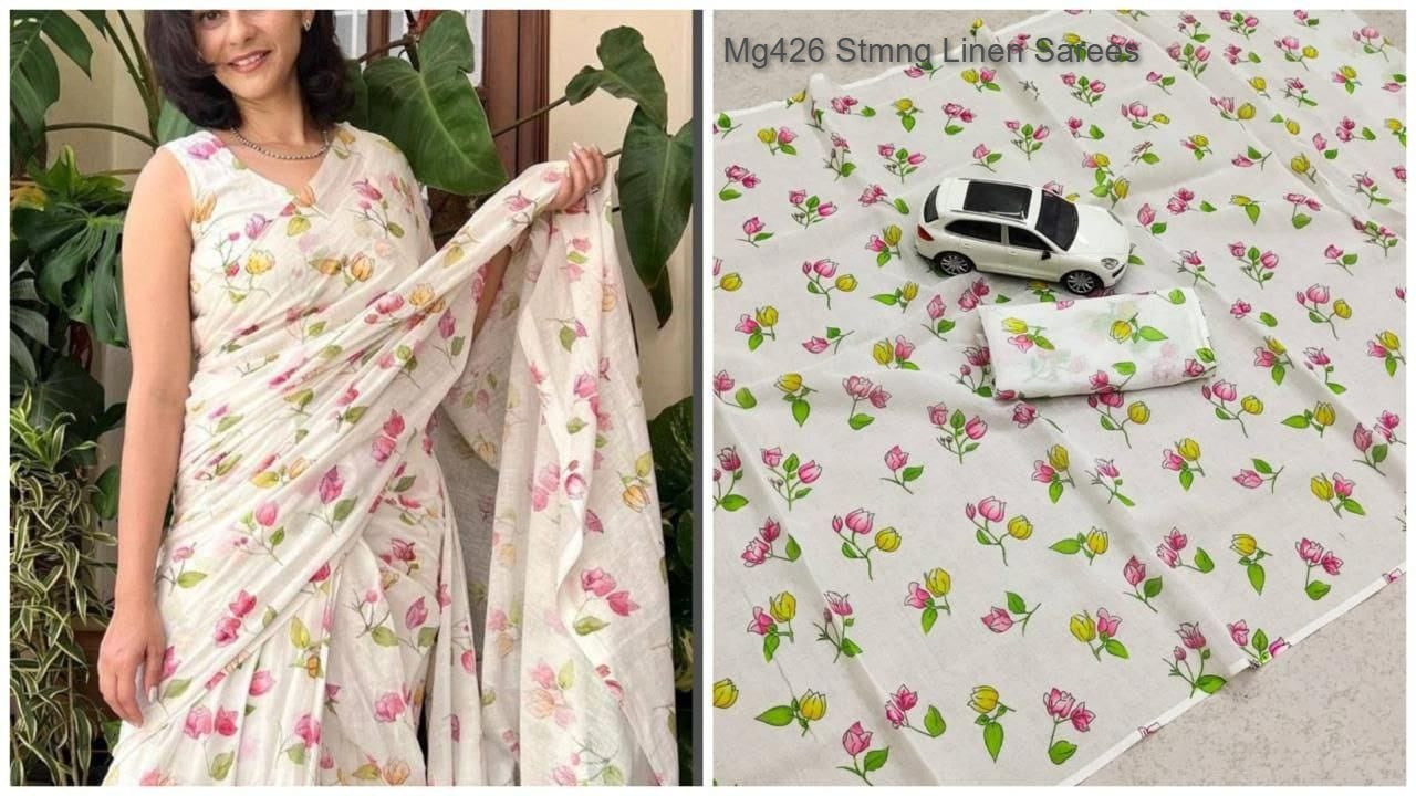Mg426 Stmng Linen Sarees