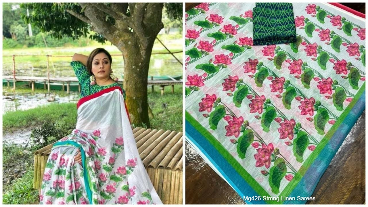 Mg426 Stmng Linen Sarees