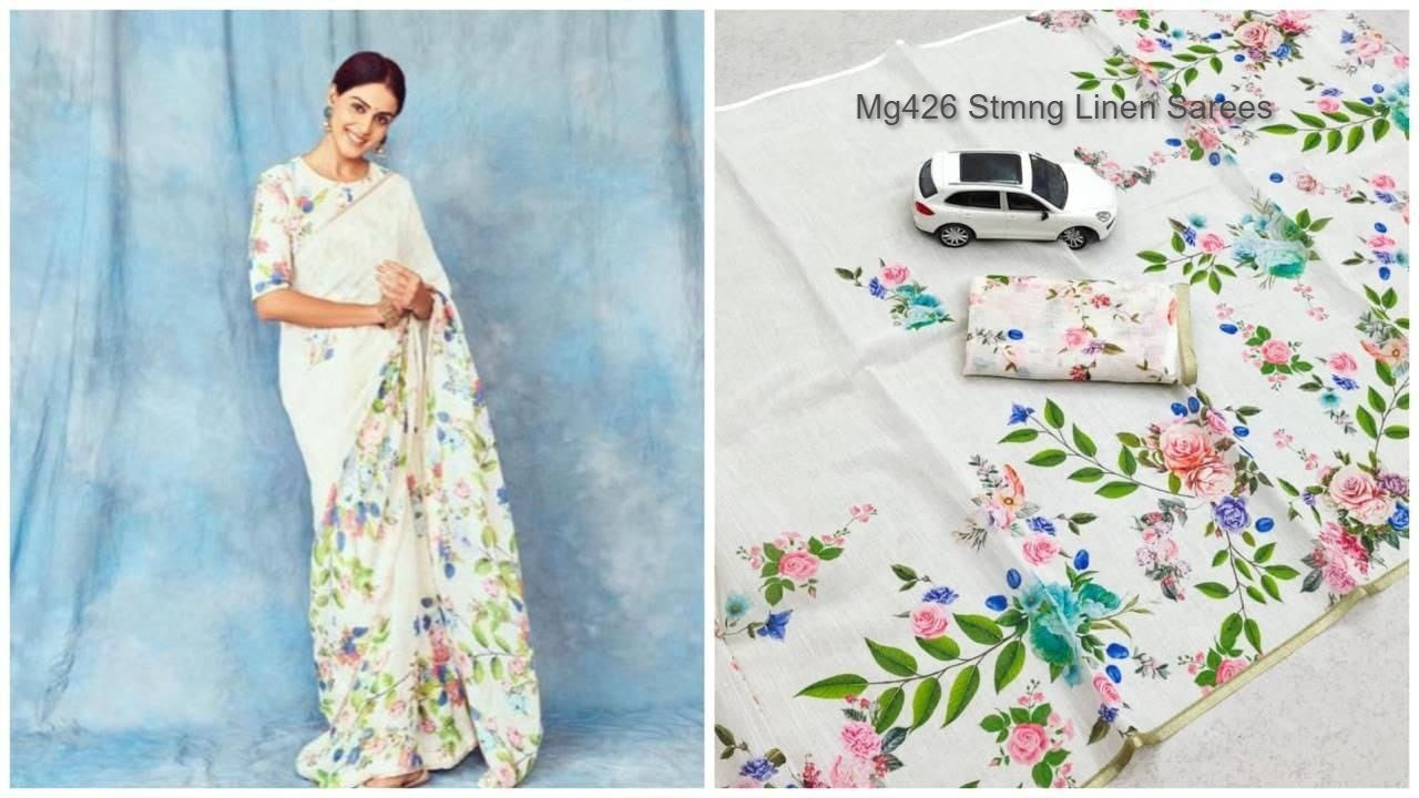 Mg426 Stmng Linen Sarees