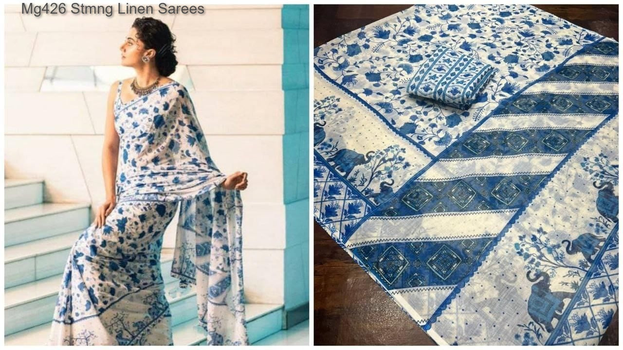 Mg426 Stmng Linen Sarees