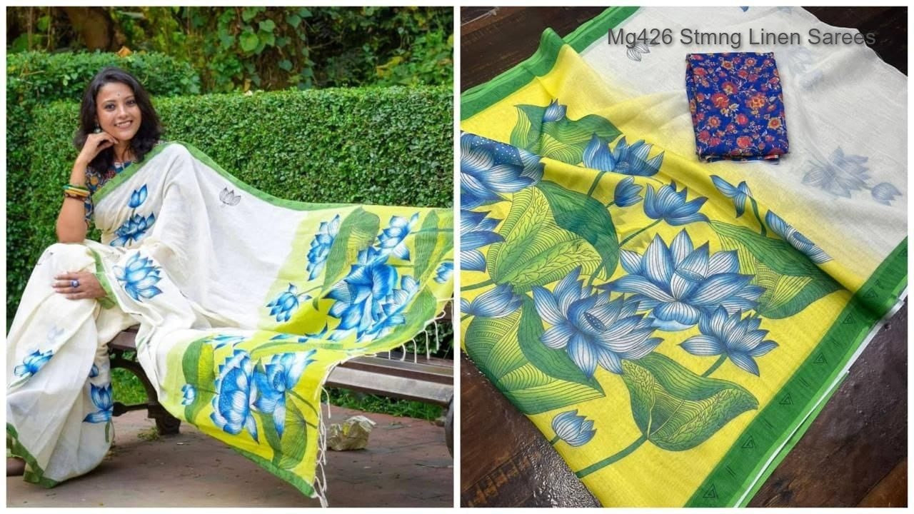 Mg426 Stmng Linen Sarees