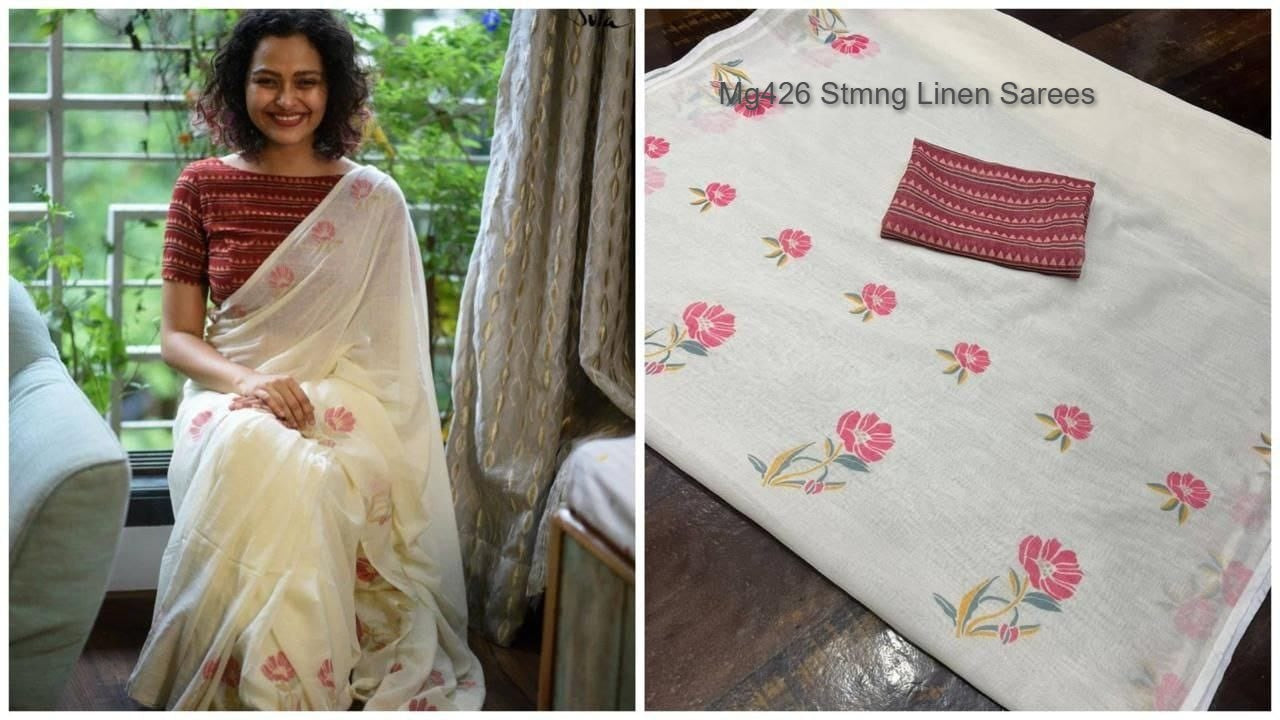 Mg426 Stmng Linen Sarees