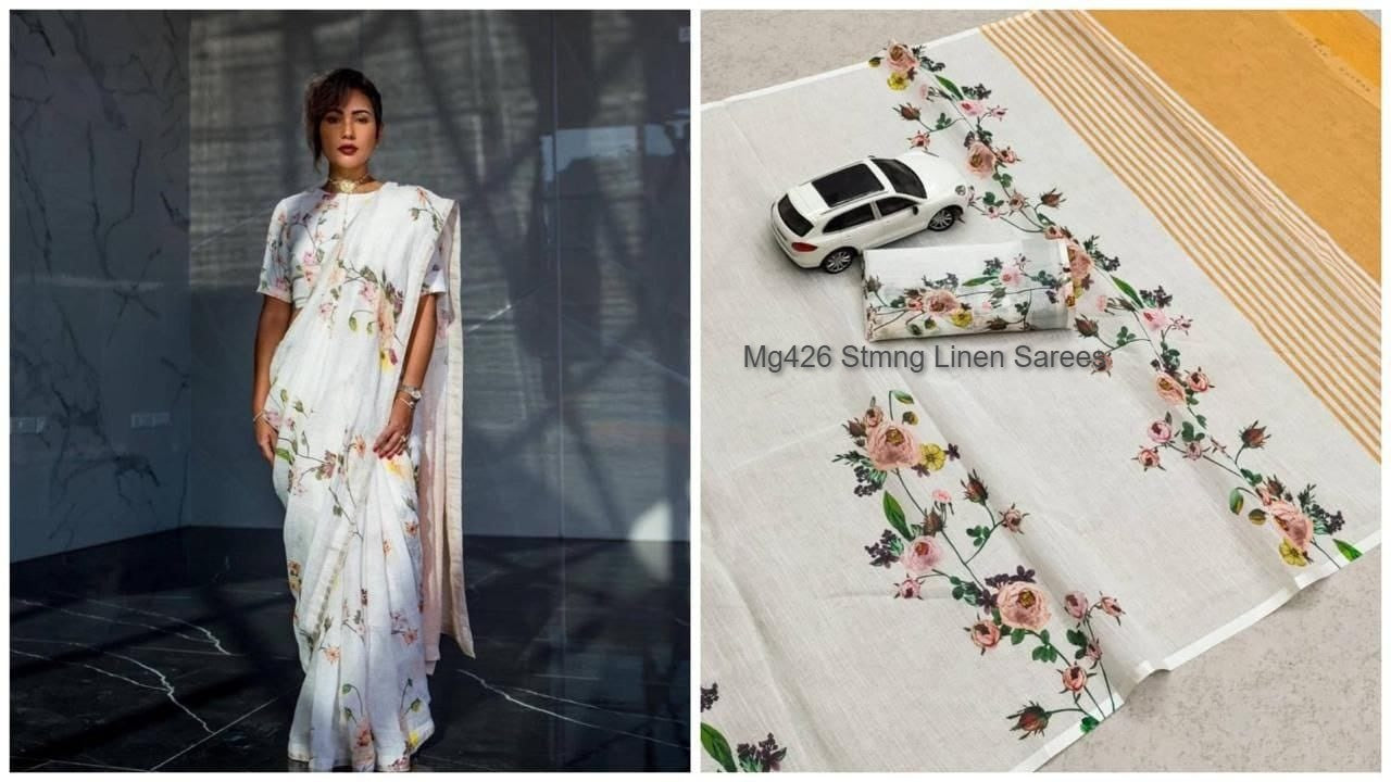 Mg426 Stmng Linen Sarees