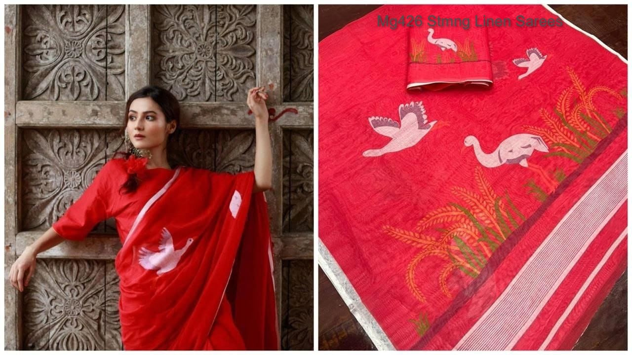 Mg426 Stmng Linen Sarees