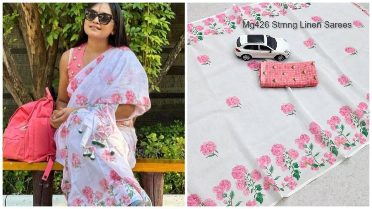 Mg426 Stmng Linen Sarees