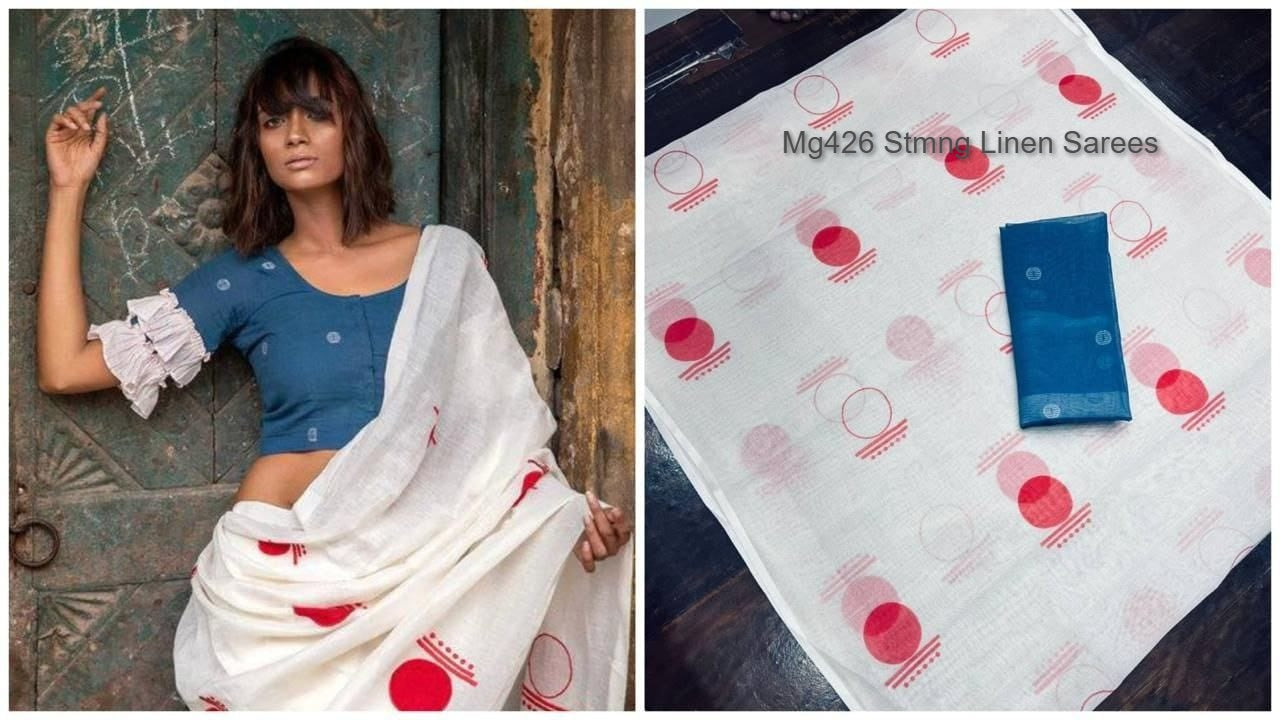 Mg426 Stmng Linen Sarees