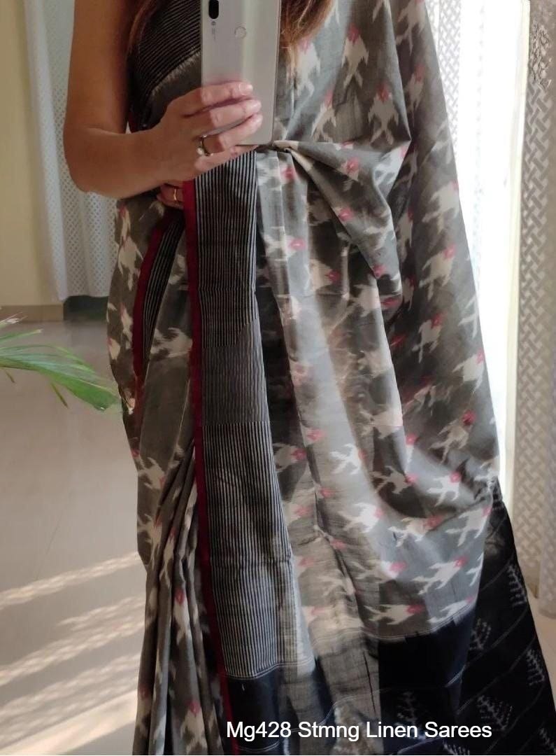 Mg428 Stmng Linen Sarees