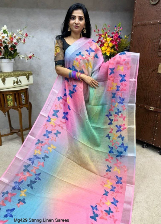 Mg429 Stmng Linen Sarees