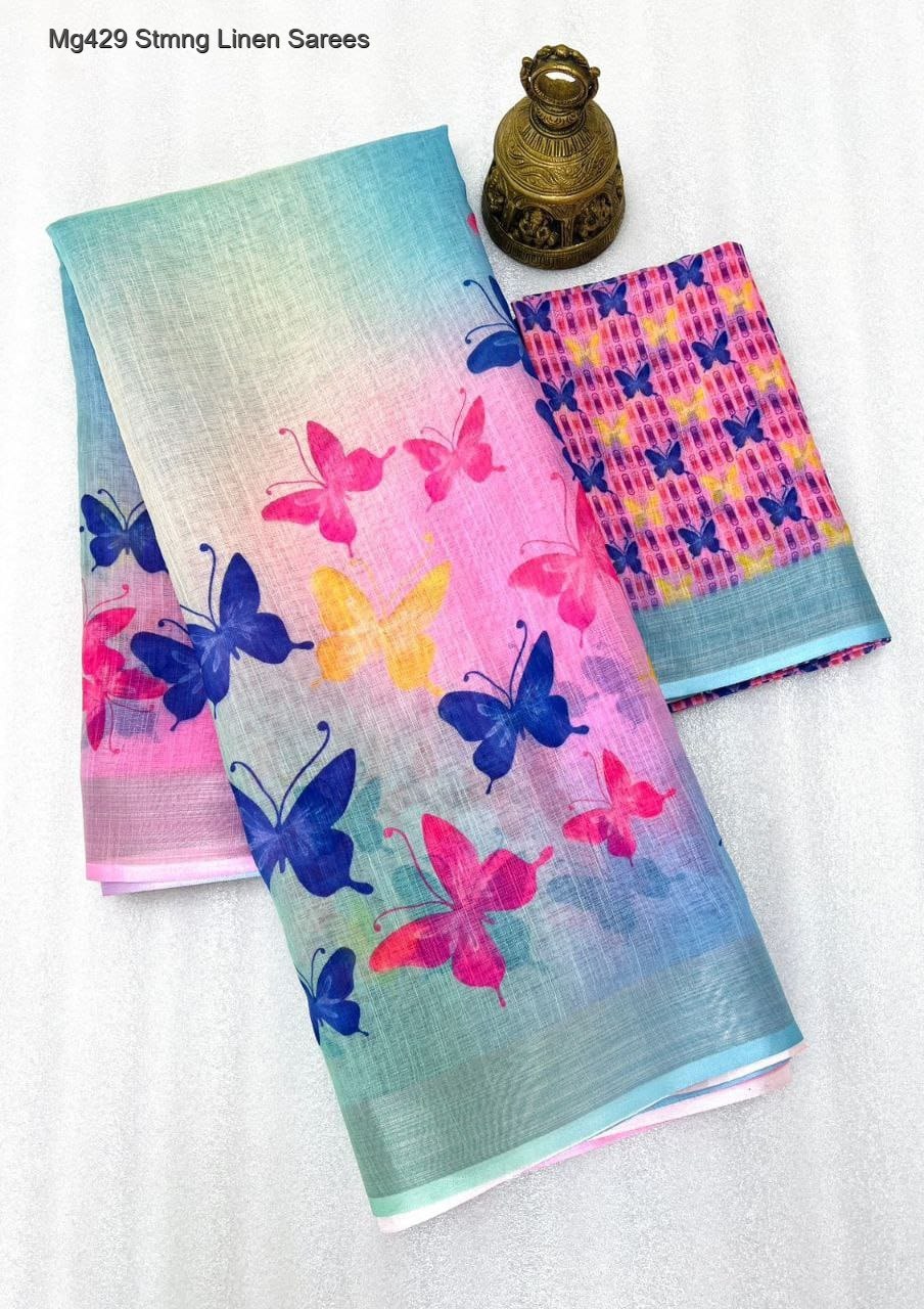 Mg429 Stmng Linen Sarees
