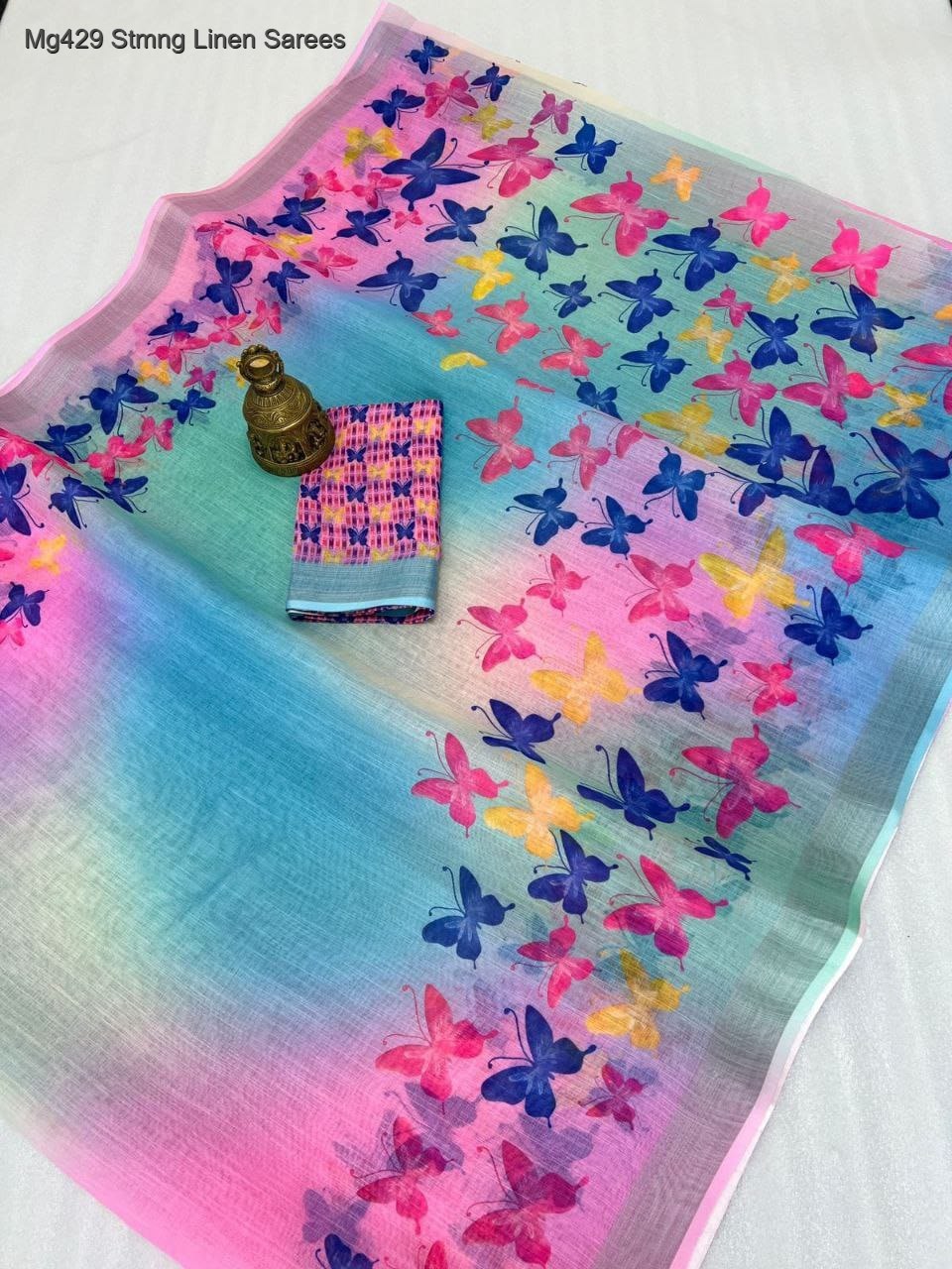 Mg429 Stmng Linen Sarees