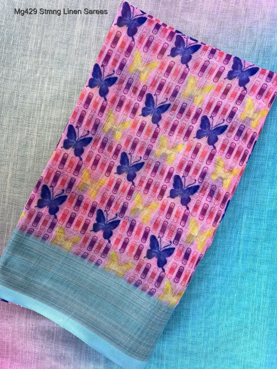 Mg429 Stmng Linen Sarees