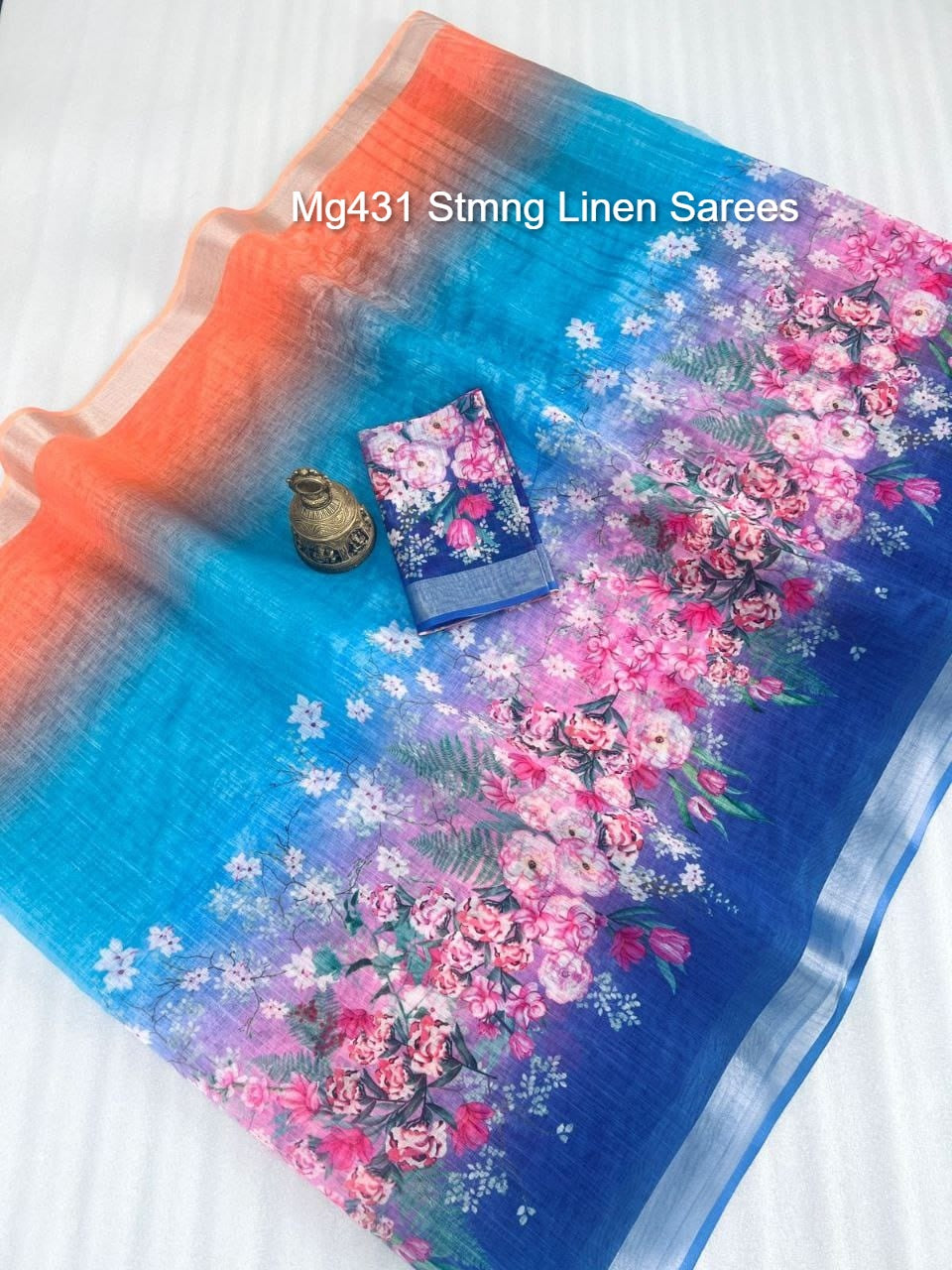 Mg431 Stmng Linen Sarees