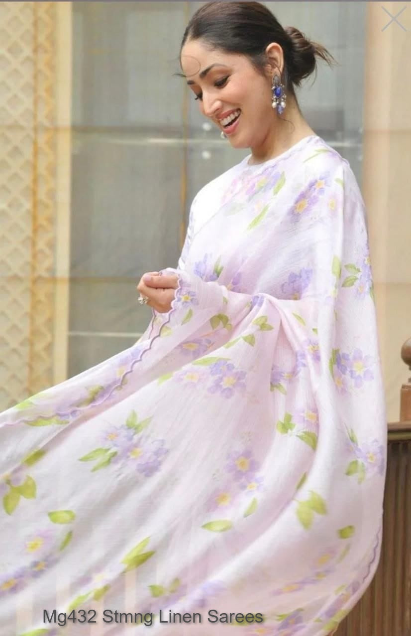 Mg432 Stmng Linen Sarees