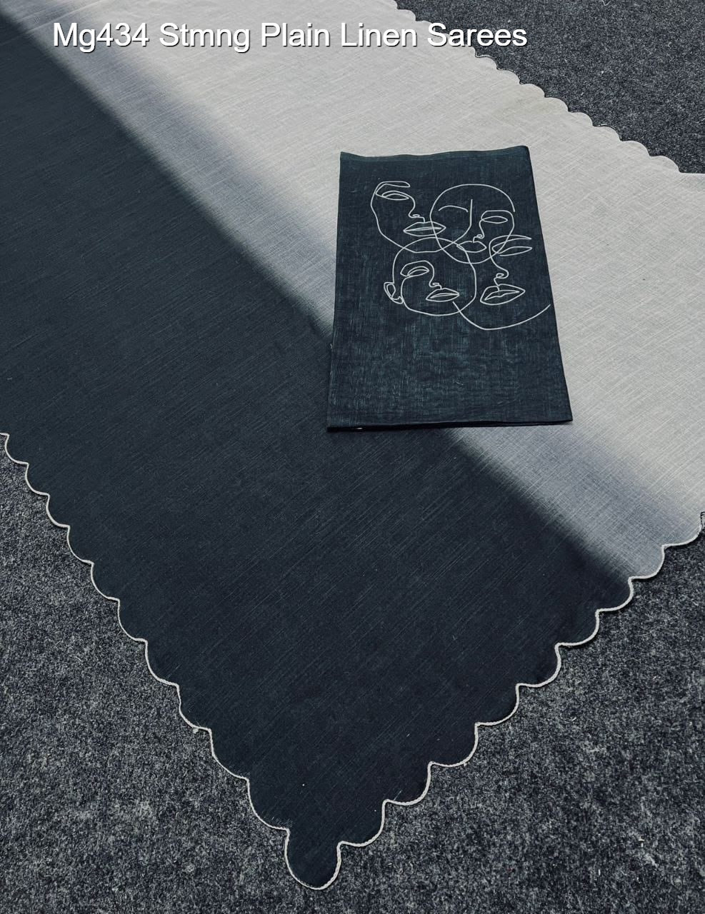 Mg434 Stmng Plain Linen Sarees