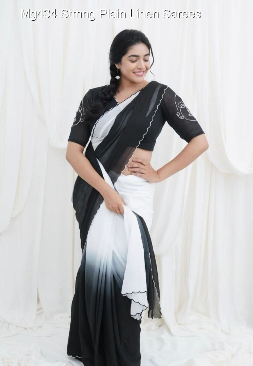 Mg434 Stmng Plain Linen Sarees