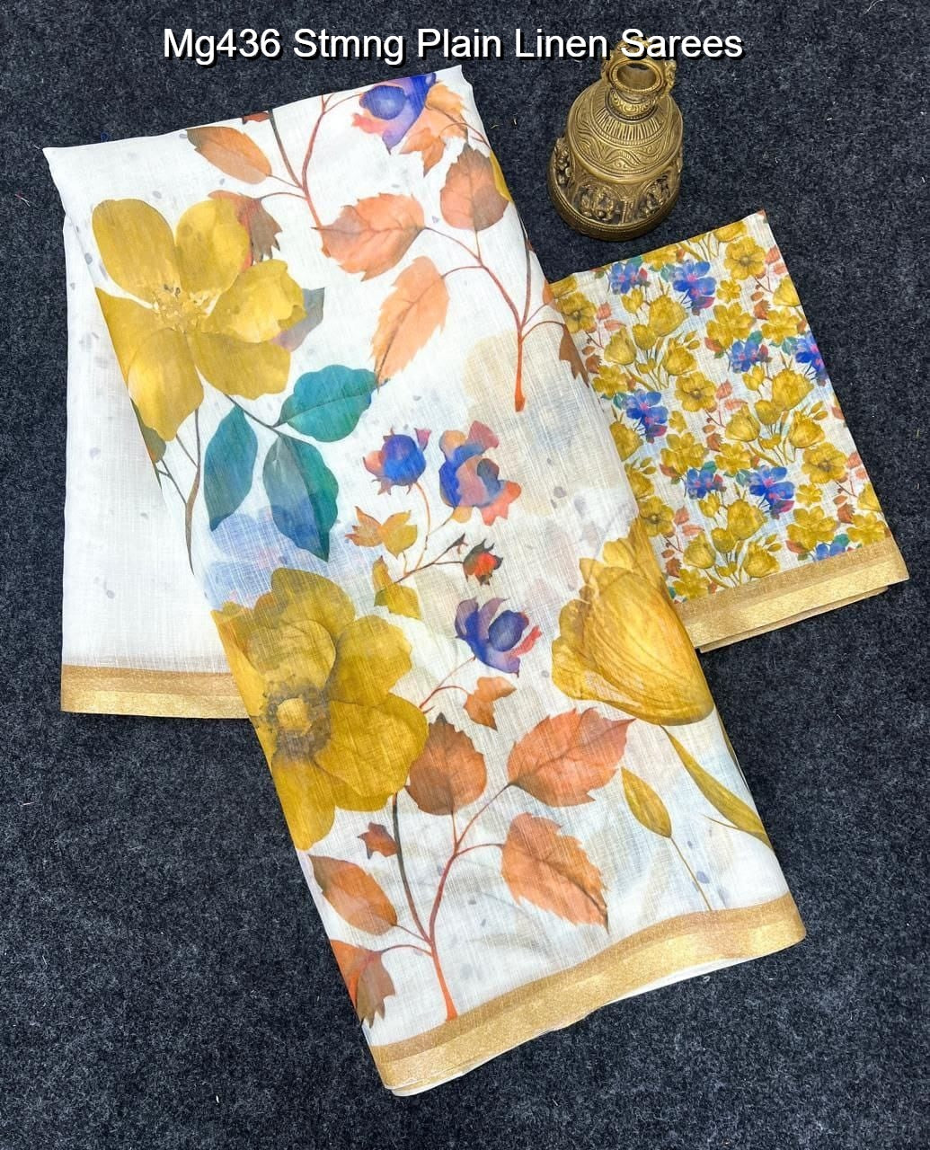 Mg436 Stmng Plain Linen Sarees