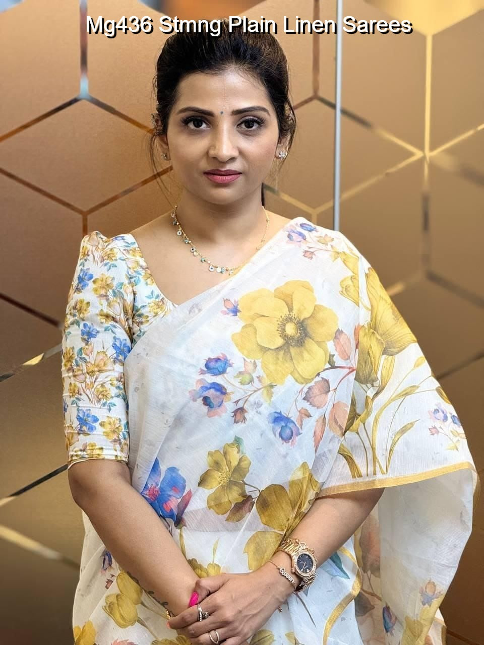 Mg436 Stmng Plain Linen Sarees