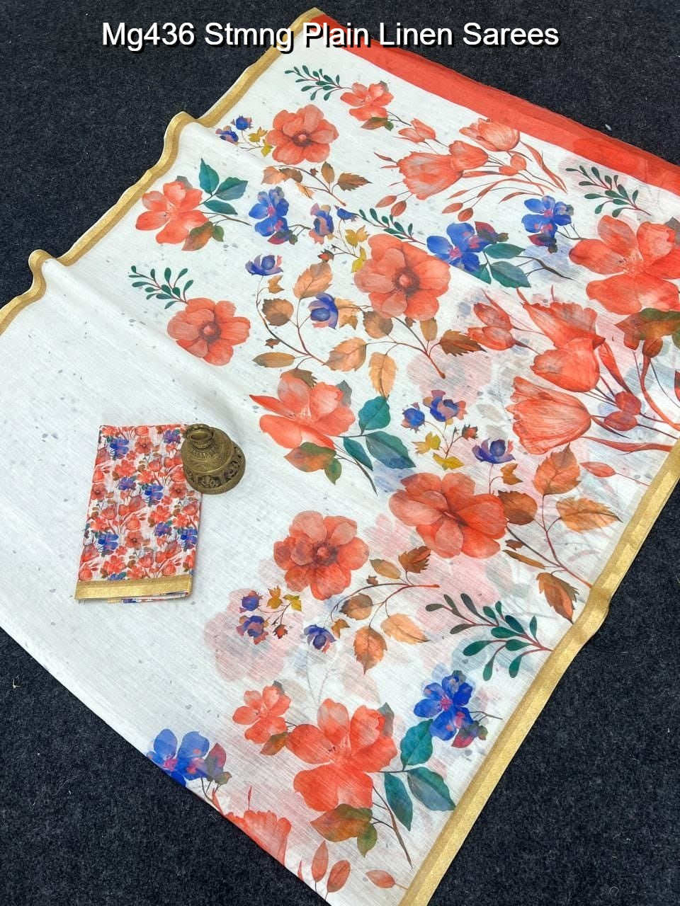 Mg436 Stmng Plain Linen Sarees