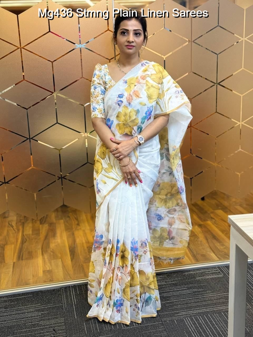 Mg436 Stmng Plain Linen Sarees