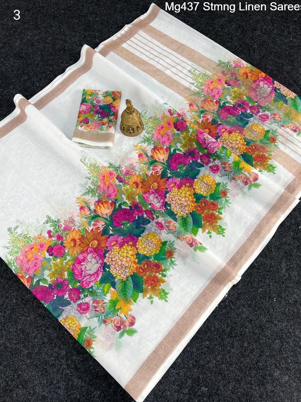 Mg437 Stmng Linen Sarees