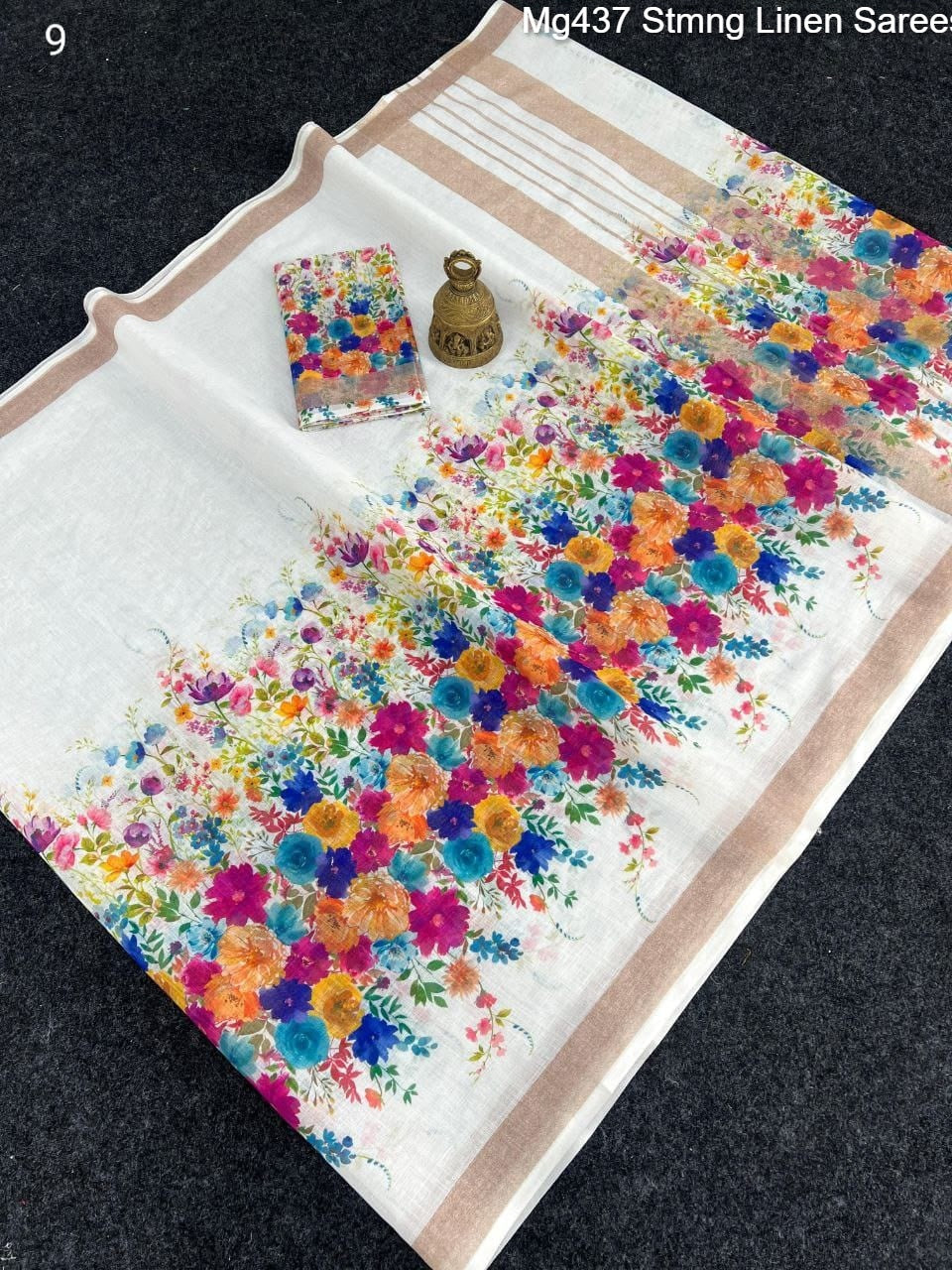 Mg437 Stmng Linen Sarees