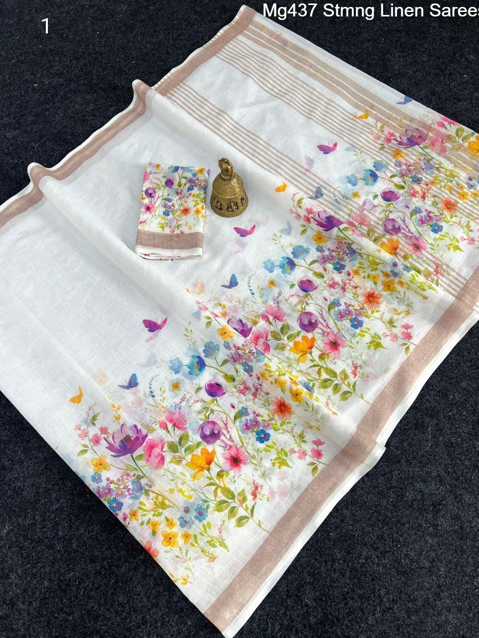 Mg437 Stmng Linen Sarees