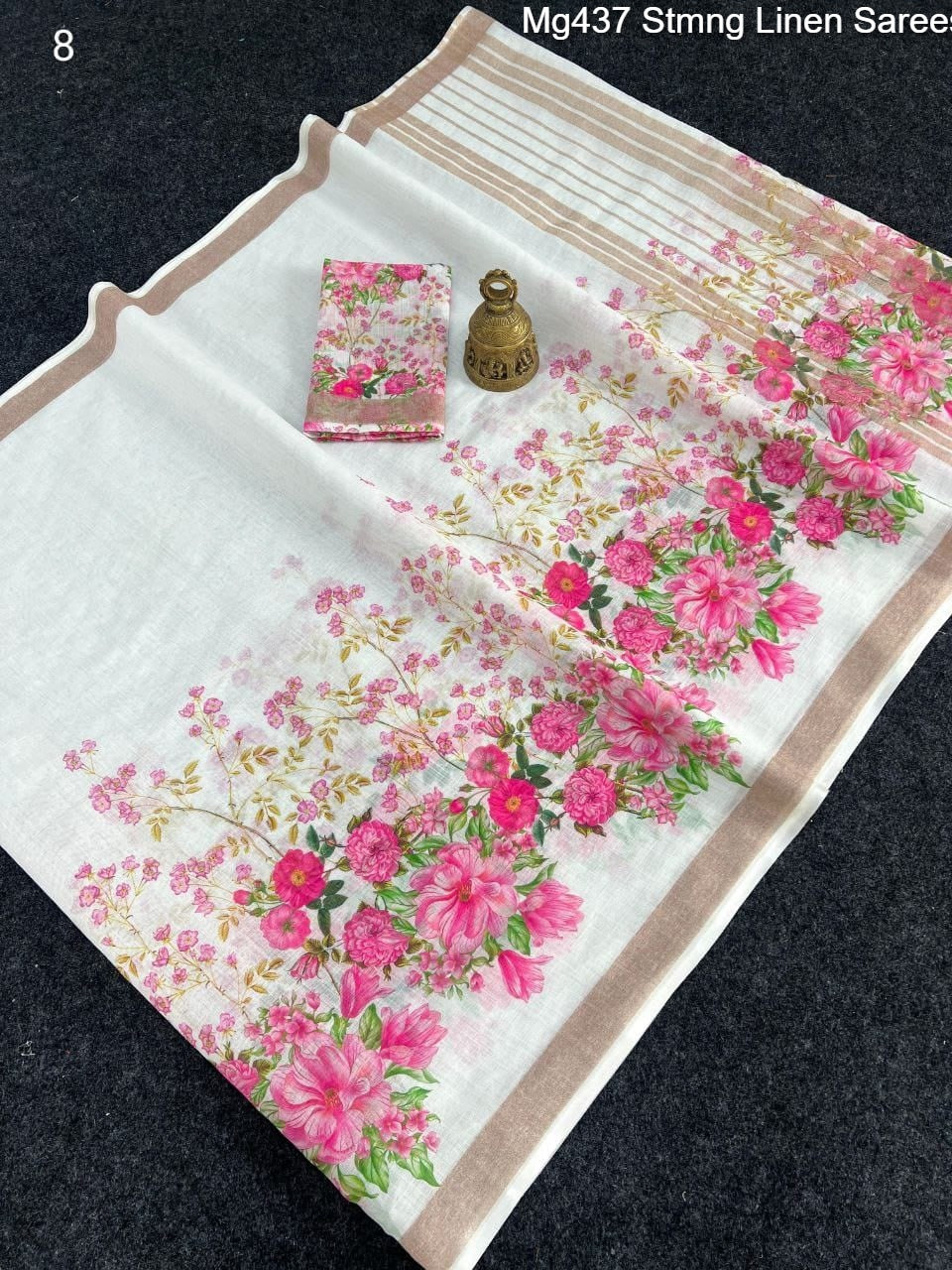 Mg437 Stmng Linen Sarees