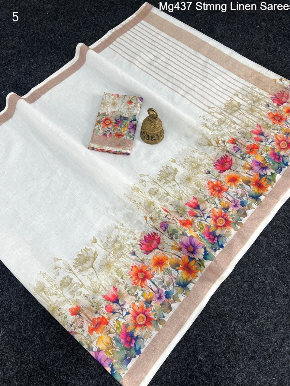 Mg437 Stmng Linen Sarees