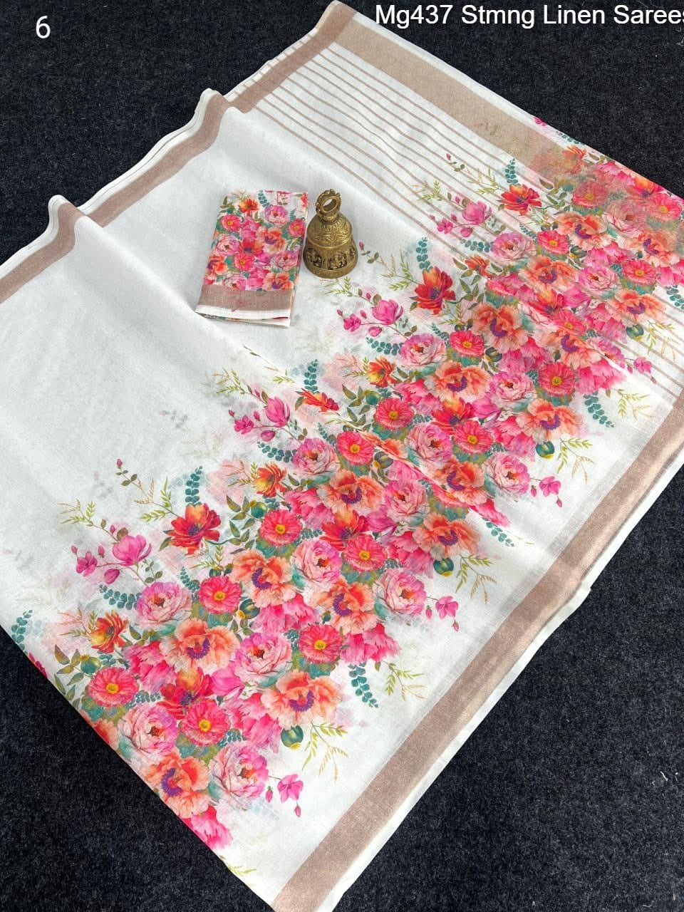 Mg437 Stmng Linen Sarees