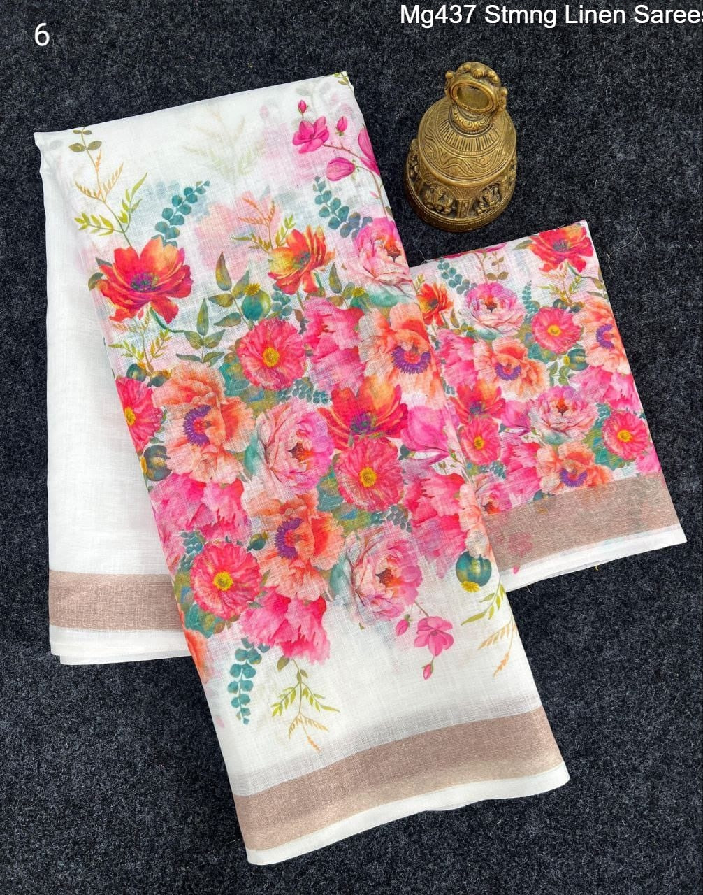 Mg437 Stmng Linen Sarees