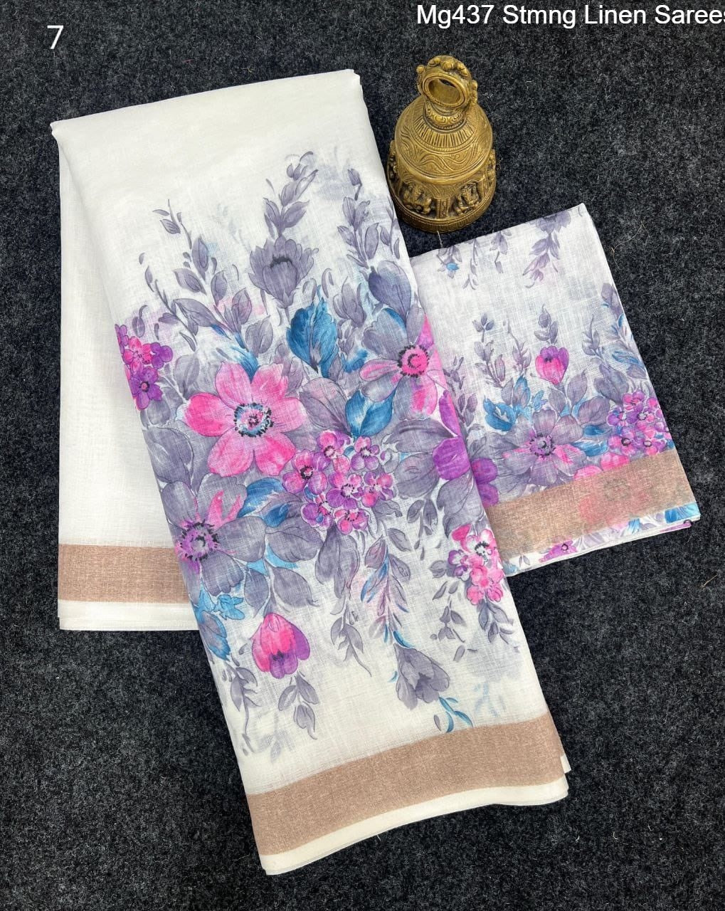 Mg437 Stmng Linen Sarees