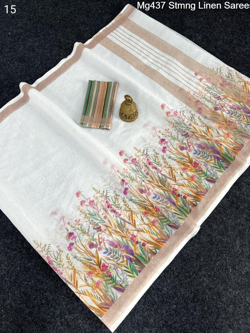 Mg437 Stmng Linen Sarees