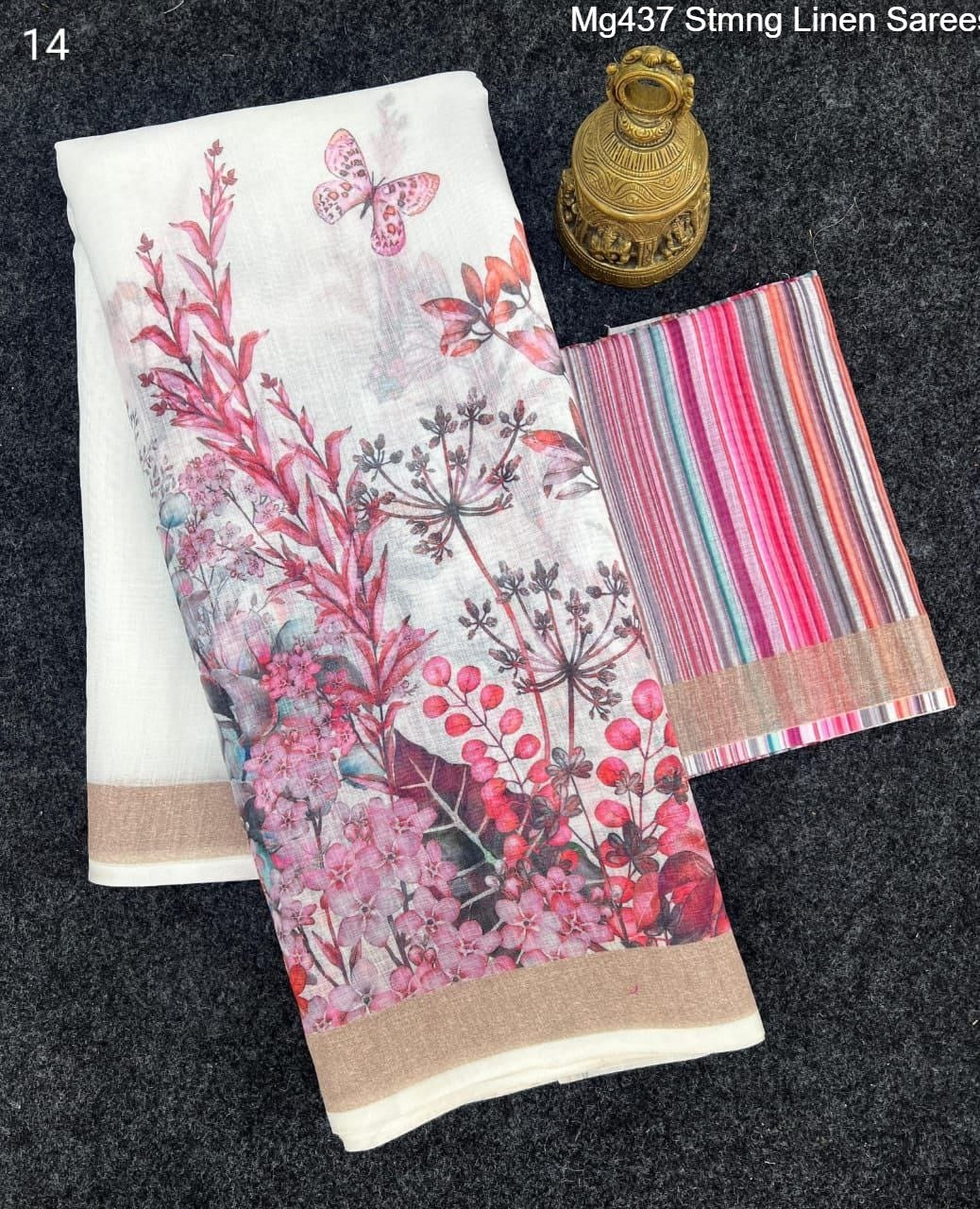 Mg437 Stmng Linen Sarees