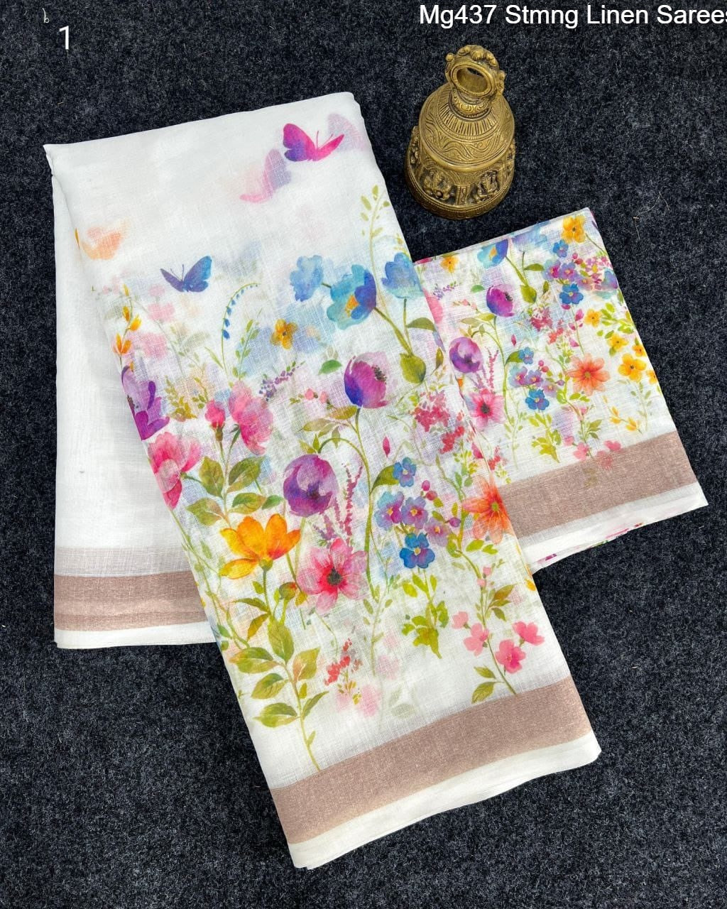 Mg437 Stmng Linen Sarees