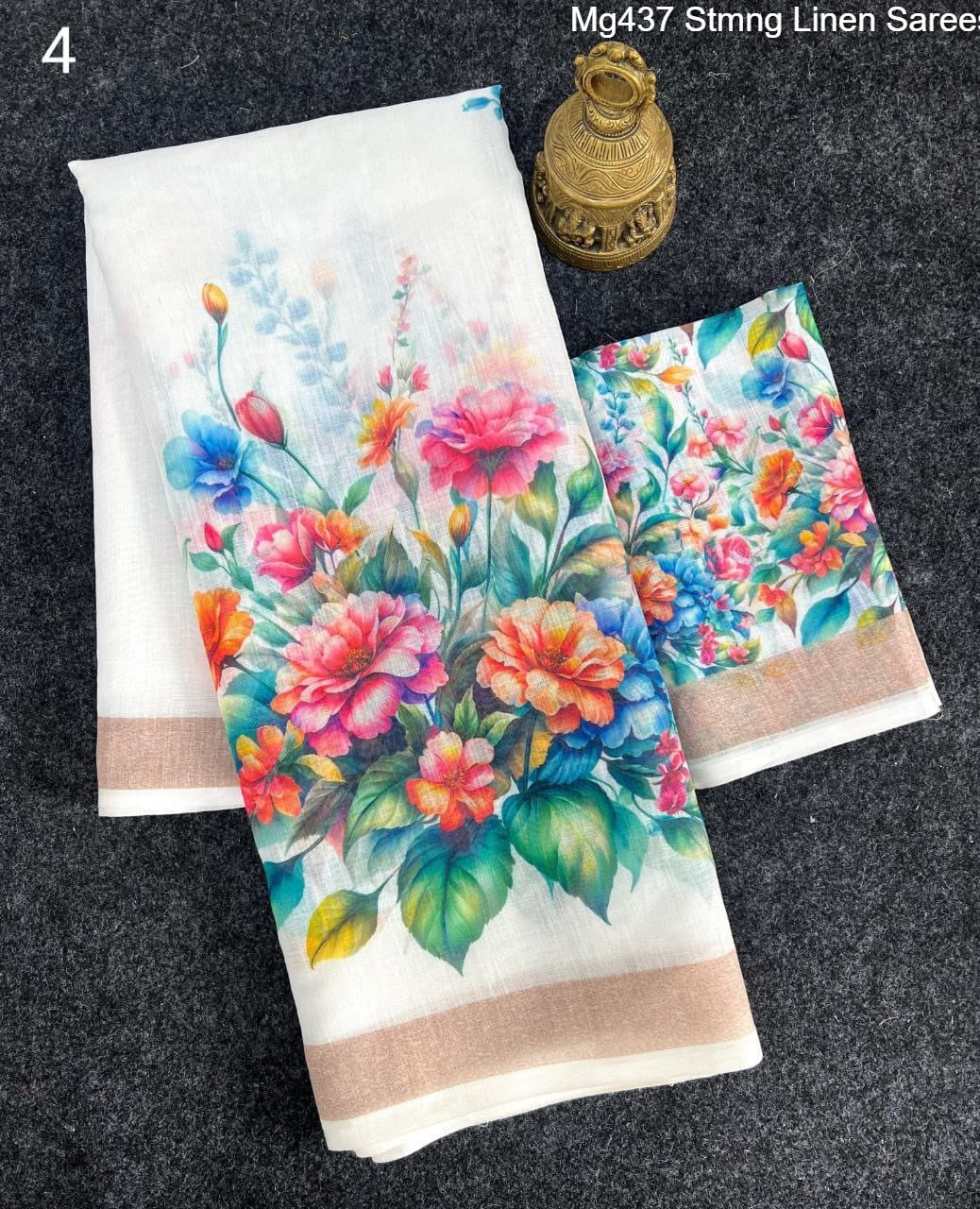 Mg437 Stmng Linen Sarees