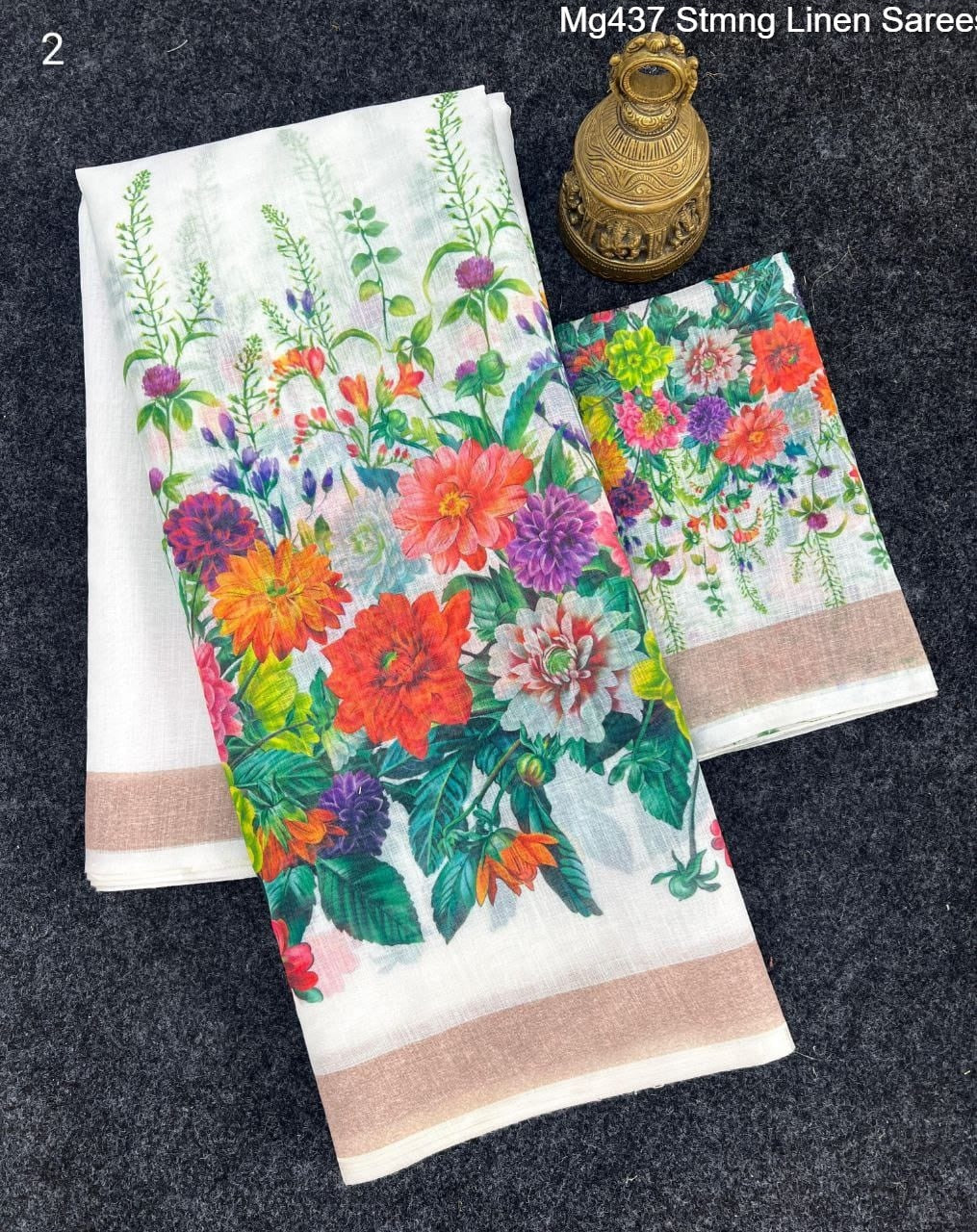 Mg437 Stmng Linen Sarees